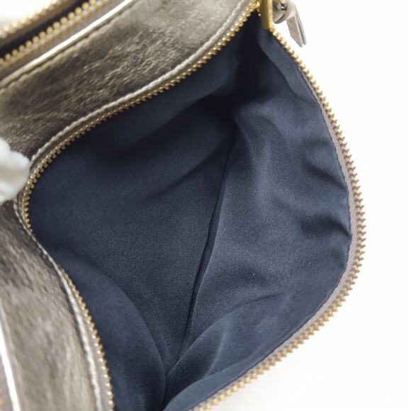 Elliott Lucca Metallic Gold Leather Zipper Closure Small Crossbody Bag - Picture 11 of 16